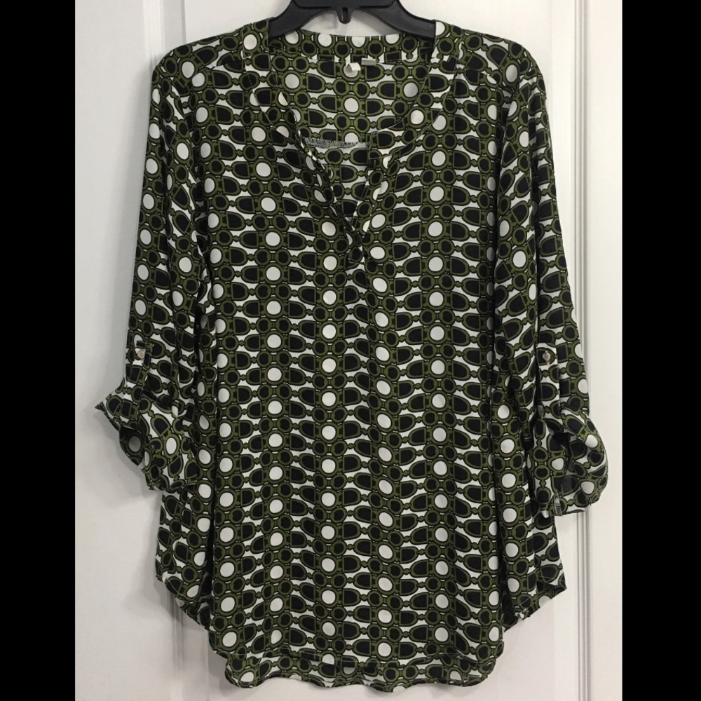 Elegant Olive Patterned Women's Blouse